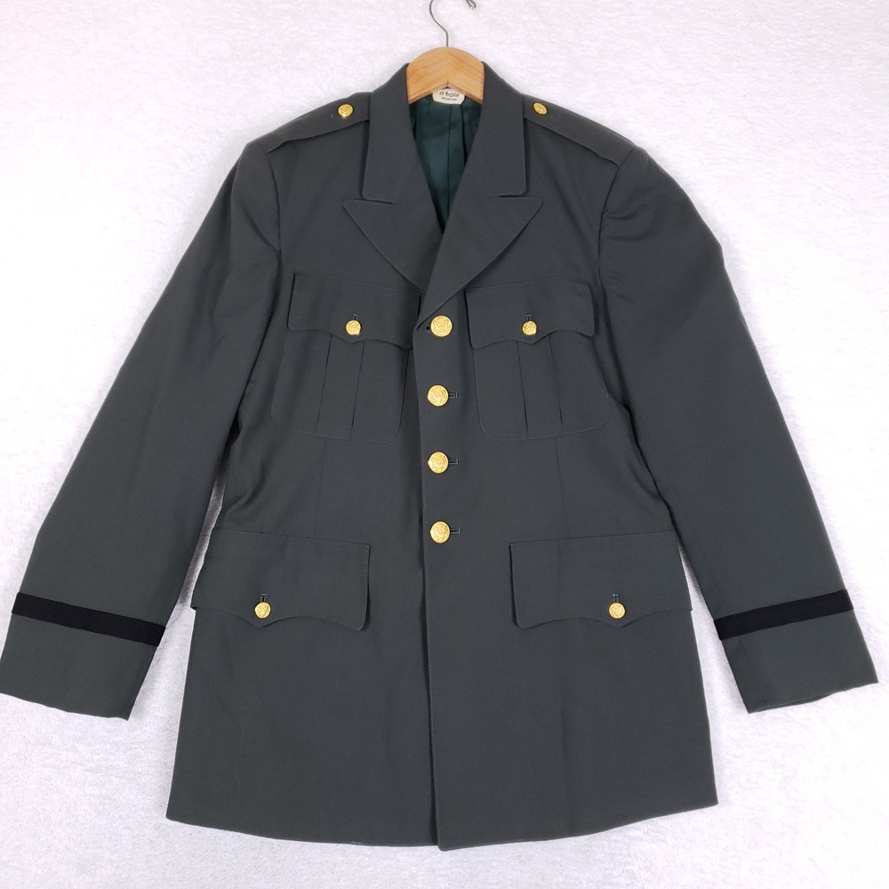 Vintage US Army Dress Uniform Jacket Mens 39R AG344 Green 1972 Service Coat